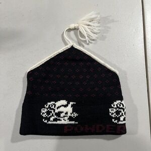 Vintage Beanie Medium Sheep Woolen Mills Wool Powder Hounds USA Made Ski Resort